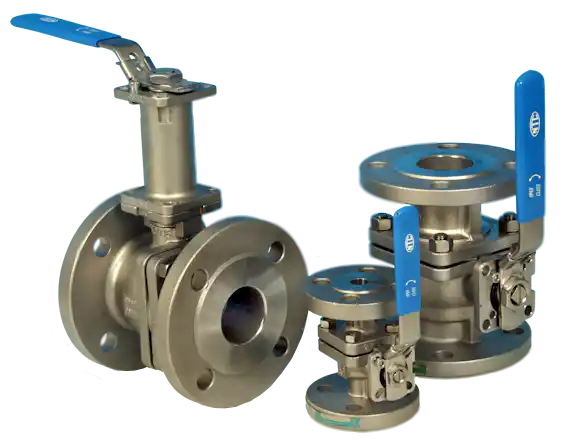 2-Pce Full Bore High Temperature Bore Flanged ANSI 150 Stainless Steel Direct Mount Ball Valve