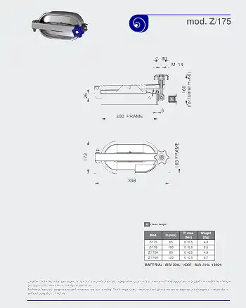 PDF for Stainless Steel 300 × 165mm Rectangular Pressure Manway Z/175/B 316L