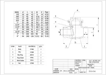 PDF for Stainless Steel Screwed Swing Pattern Check Valve ETG-CK1