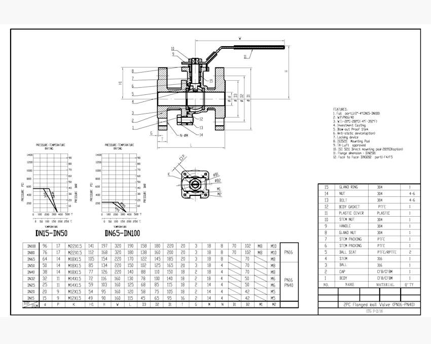 PDF for Stainless Steel 2-Pce Full Bore Flanged PN16 Ball Valve lever operated ETG F-2/16