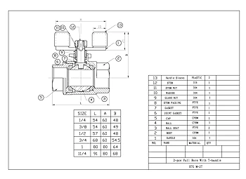 PDF for 2 Way Stainless Steel 2-Pce Full Bore Ball Valve T-Handle ETG M-2T
