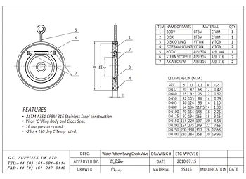 PDF for Stainless Steel Wafer Pattern Swing Check Valve ETG-WPCV16