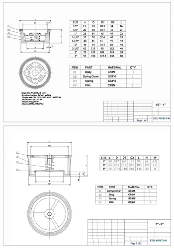 PDF for Stainless Steel Wafer Pattern Spring Check Valve ETG-WPCV40