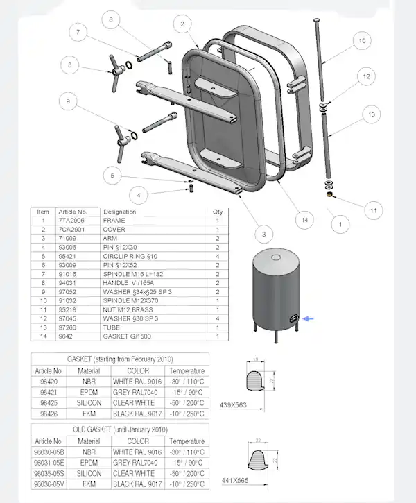 Stainless Steel 432 × 555mm Rectangular Pressure Manway 1500 304L