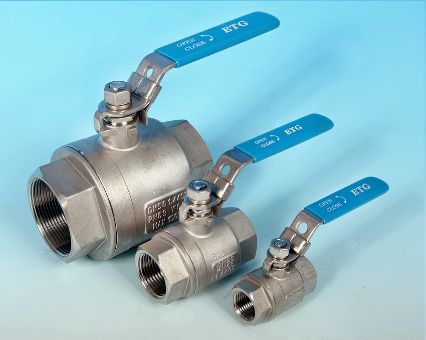 S/S 2-Pce Screwed Full Bore Ball Valve lever operated