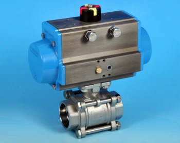 Stainless Steel Pneumatic Actuators 3-Pce Full Bore Actuated Ball Valve Socket Weld End Connections.
