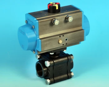Stainless Steel Pneumatic Actuators 3-Pce Full Bore Actuated Ball Valve with Screwed End Connections.
