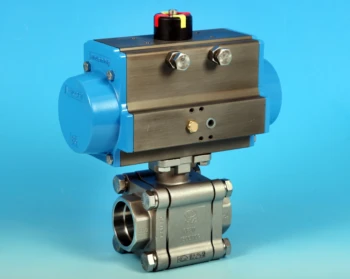 Stainless Steel Pneumatic Actuators 3-Pce Full Bore Actuated Ball Valve with Butt-weld End Connections.