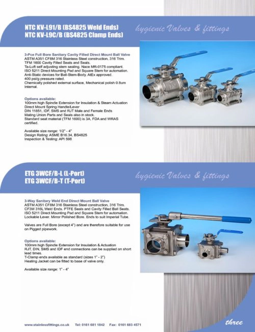 3 Hygienic Valves, Fittings and Unions