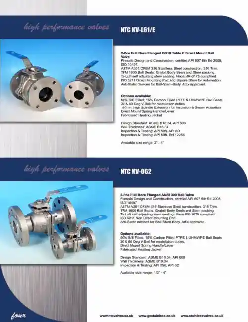 4 High Performance Valves