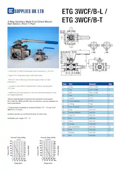 Datasheet For 3-Way Sanitary Weld End Direct Mount Ball Valve