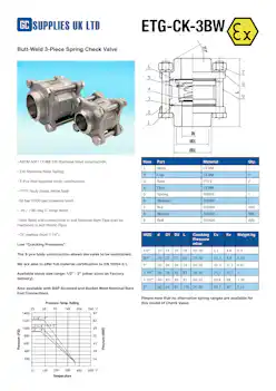 Datasheet For Butt-Weld 3-Piece Spring Check Valve