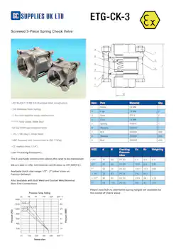 Datasheet For Socket-Weld 3-Piece Spring Check Valve