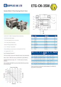 Datasheet For Socket-Weld 3-Piece Spring Check Valve