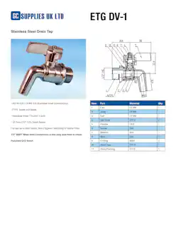 Datasheet For Stainless Steel Drain Tap