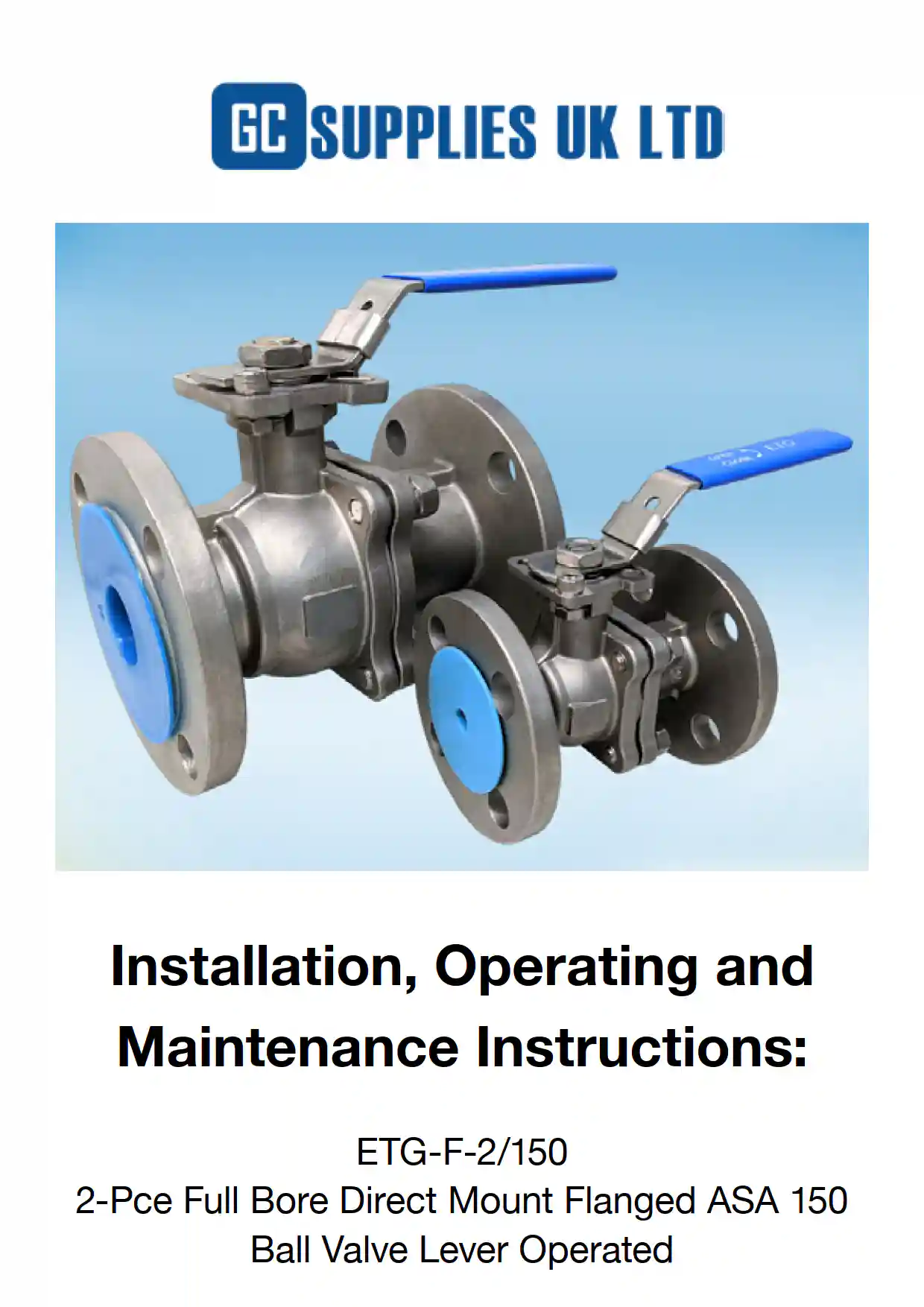 IOM For S/S 1-Pce Reduced Bore Ball Valve lever operated