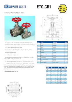 Datasheet For Screwed Pattern Globe Valve