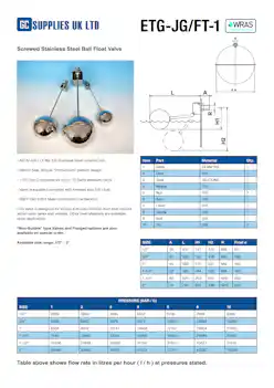 Datasheet For Stainless Steel Screwed Ball Float Valve