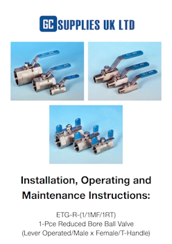 IOM For S/S 1-Pce Reduced Bore Ball Valve lever operated