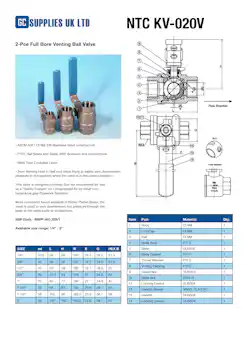 Datasheet For Venting Ball Valve 2-Pce Full Bore