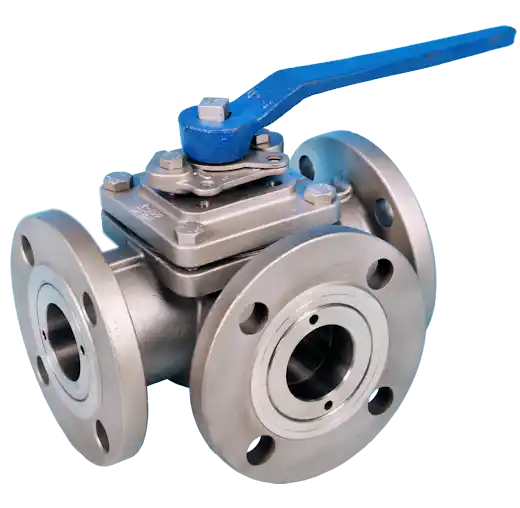 3-Way Flanged DIN PN16 Full Bore Ball Valve ETG F3WL-16, ETG F3WT-16