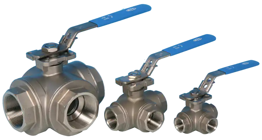 3-Way BSP Screwed Reduced Port Direct Mount Ball Valve