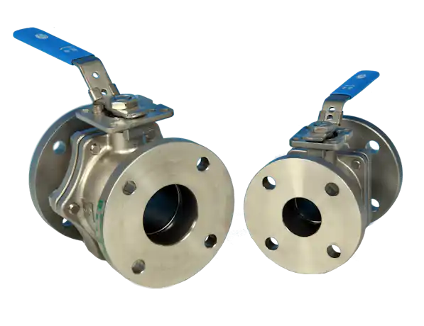 2-Pce Full Bore Flanged BS10 Table E Stainless Steel Direct Mount Ball Valve