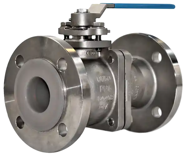 Stainless Steel PFA Lined 2-Pce Full Bore Flanged pn16 Ball Valve NTC KV-N44K