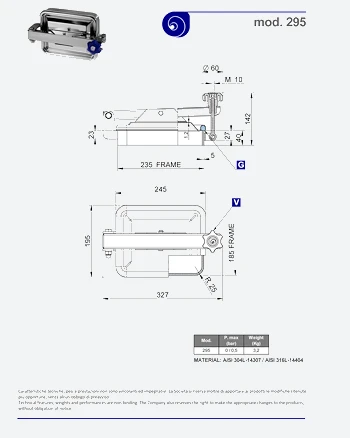 PDF for Stainless Steel 235 × 185mm Rectangular Pressure Manway 295/B 316L