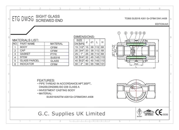 PDF for Screwed Double Window Sight Glass ETG DWSG