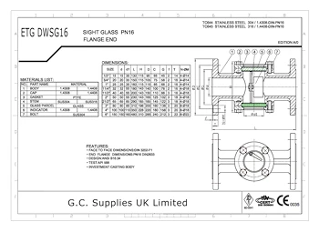 PDF for Flanged Double Window Sight Glass ETG DWSG16