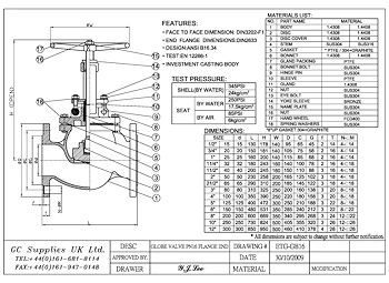 PDF for Flanged Pattern Globe Valve ETG GB16