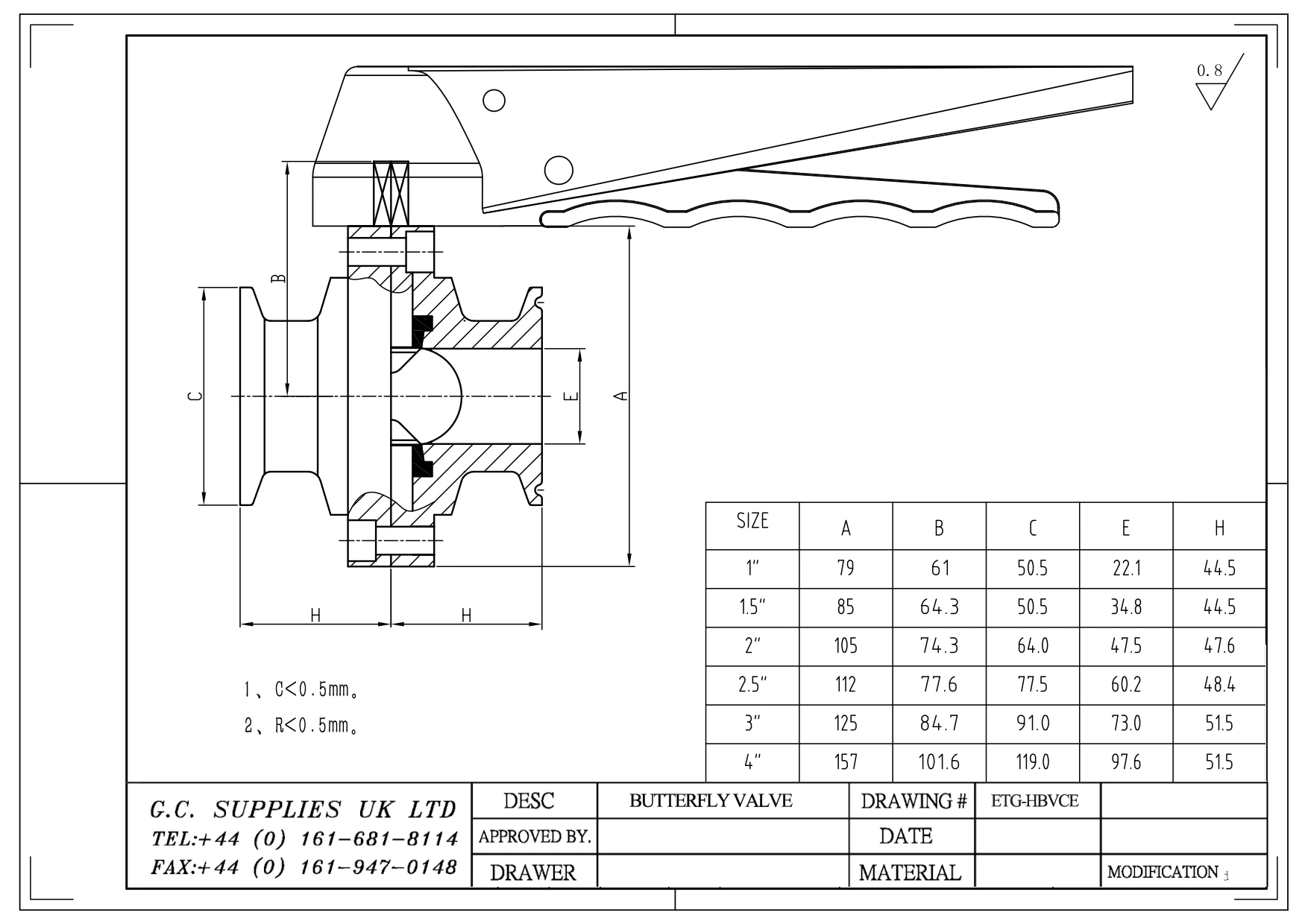 PDF for Stainless Steel Hygienic Butterfly Valve with BS4825 Clamp Ends ETG HBV-CE