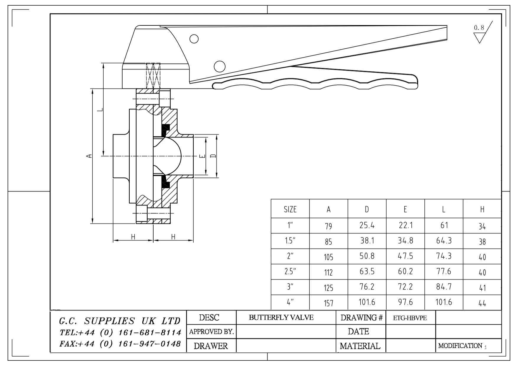 PDF for Stainless Steel Hygienic Butterfly Valve with BS4825 Plain Weld Ends ETG HBV-PE