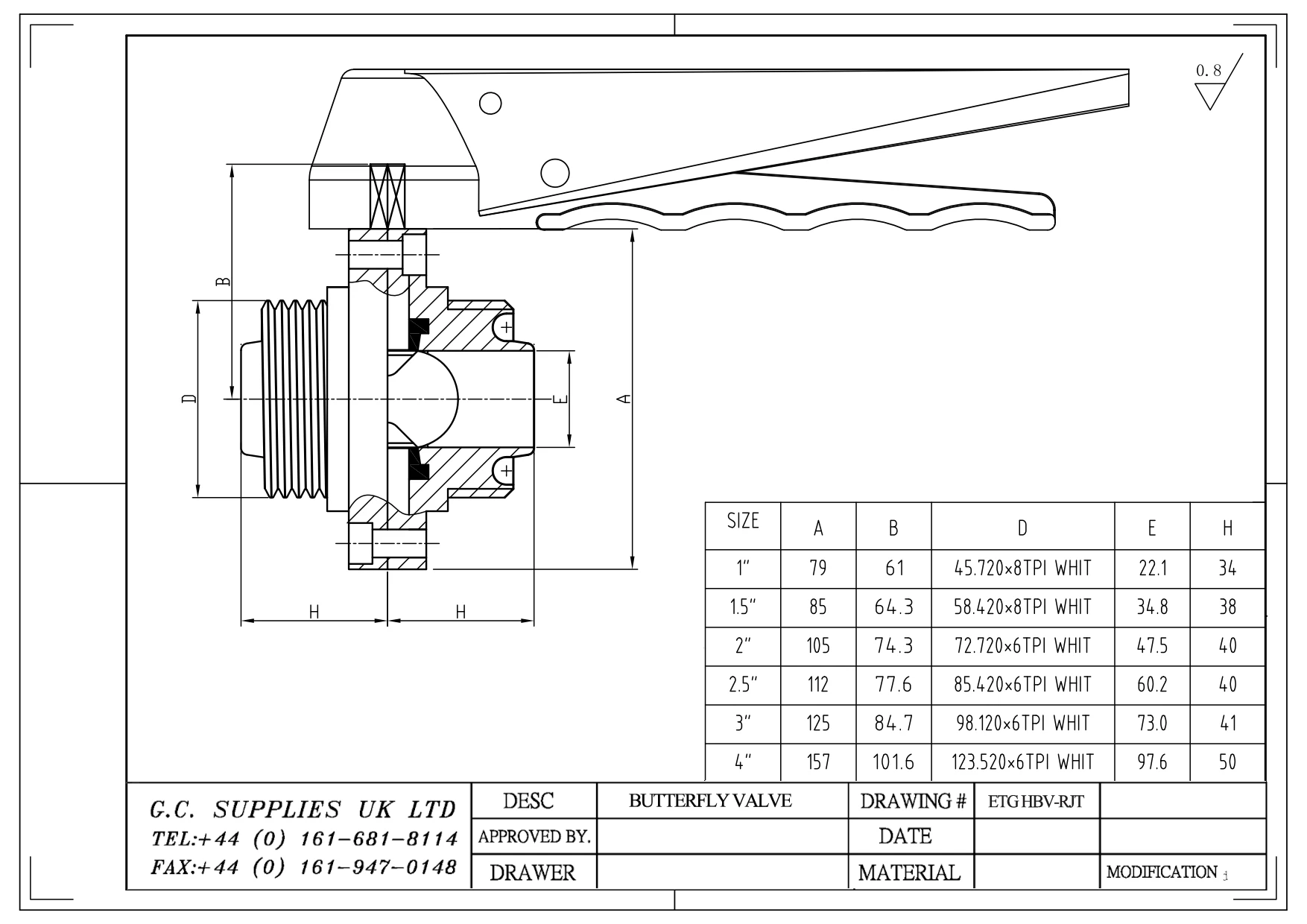 PDF for Stainless Steel Hygienic Butterfly Valve with BS4825 RJT Male Ends ETG HBV-PE