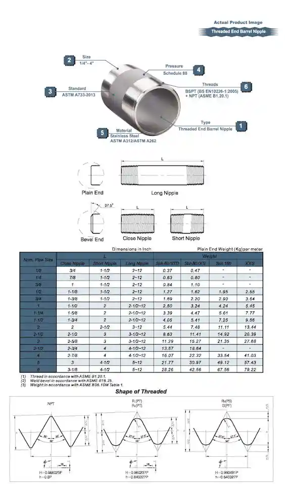 High Presure Barrel Nipple Drawing