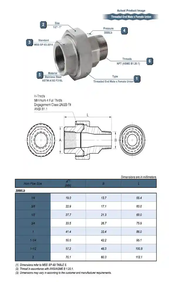 High Presure Union Drawing