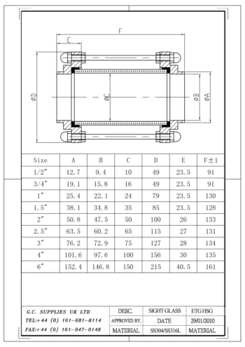 PDF for Hygienic Tubular Sight Glass Plain Weld Ends Stainless Steel ETG HSG