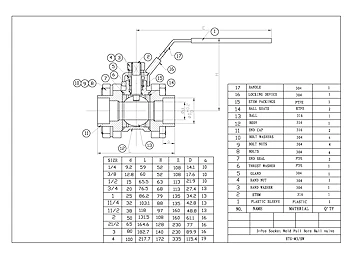 PDF for Stainless Steel 3-Pce Socket Weld Full Bore Ball Valve lever operated ETG M-3SW