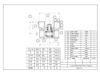 PDF for 1-Pce Reduced Bore T-Handle Ball Valve