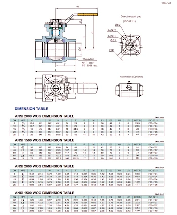 PDF for 2-Pce Full Bore Fire Safe Heavy Duty Direct Mount Ball Valve NTC KV-L20H