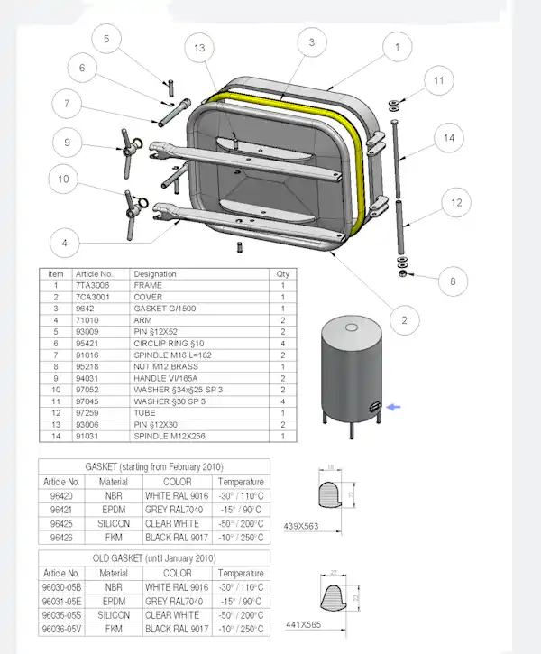 S/S 555 × 432mm Rectangular Pressure Manway 1600 304L