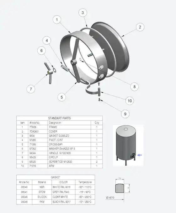 Stainless Steel 532 x 432mm Oval Pressure Manway 201/LZD 304L