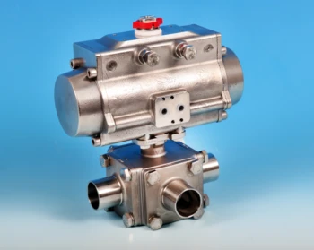 Stainless Steel Pneumatic Actuators 3-Pce Full Bore Sanitary Actuated Ball Valve O/D Butt Weld End Connections