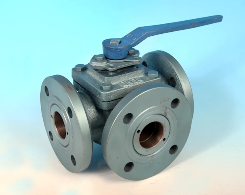 Cast Iron 3-Way Flanged DIN PN16 Full Bore Ball Valve
