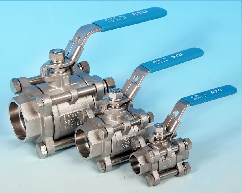 S/S 3-Pce Socket Weld Full Bore Ball Valve lever operated