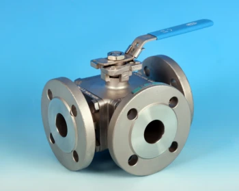 Stainless Steel 3-Way Direct Mount Flanged ANSI 150 Ball Valve NTC KV-L5U