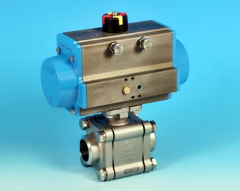 Stainless Steel Pneumatic Actuators 3-Pce Full Bore Actuated Ball Valve with Butt weldEnd Connections.