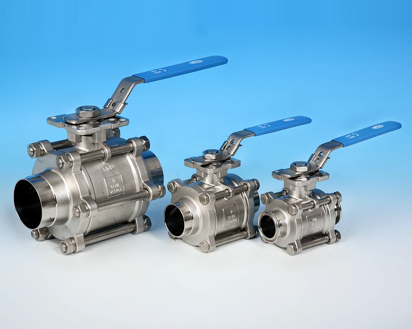 S/S 3-Pce Full Bore Sanitary Cavity Filled Direct Mount Ball Valve.