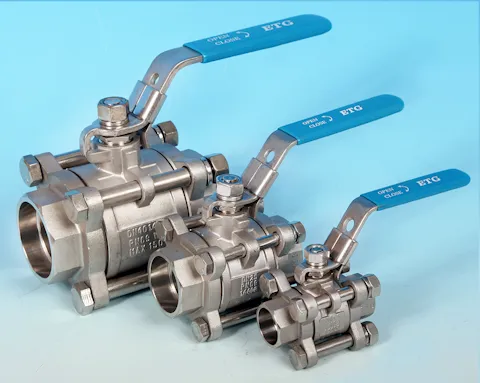 stainless steel 3-Pce Socket Weld Full Bore Ball Valve Lever Operated